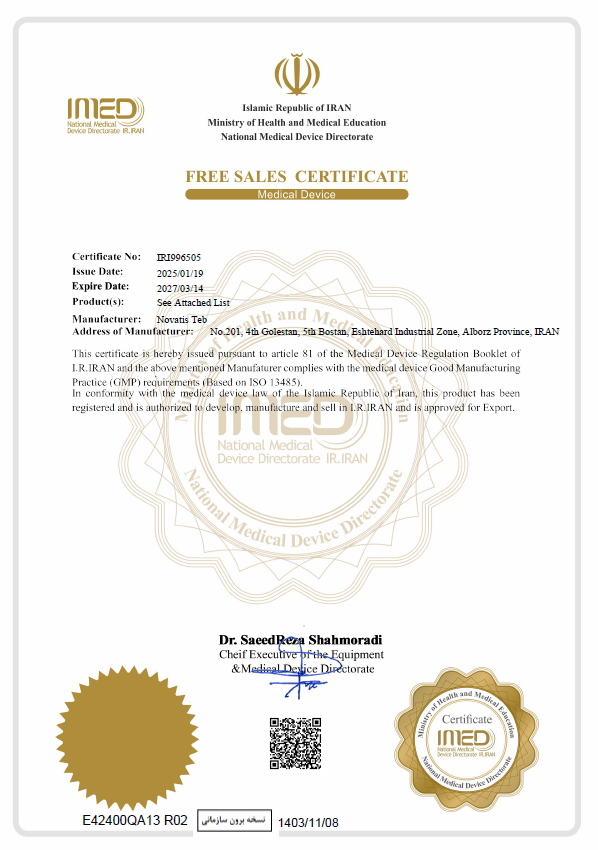 Dialysis Chair Free Sale Certificate